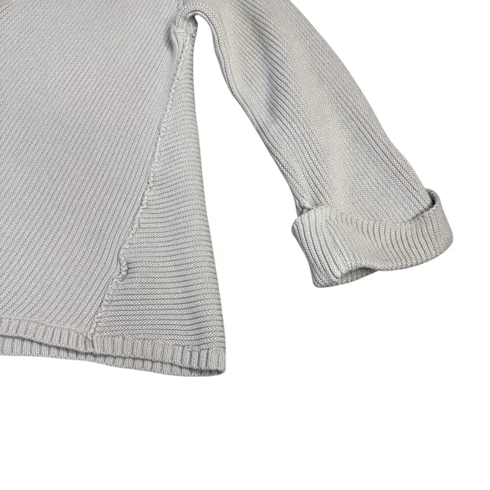 Free People Women's La Brea Chunky Knit V-Neck Ribbed Gray Sweater - Size Medium